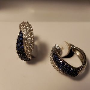Blue and White Sapphire Earrings